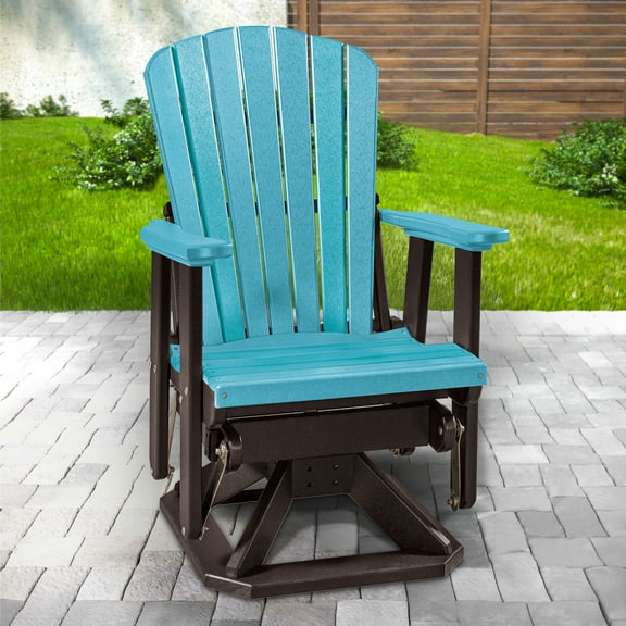 American Furniture Classics Model 510ARB Fan Back Swivel Glider in Aruba Blue with a Black Base