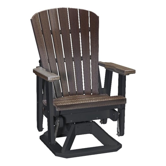 American Furniture Classics Fan Back Swivel Glider in Brazilian Walnut/Black