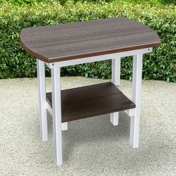 American Furniture Classics Model 525BZWT Outdoor Oval End Table in Brazilian Walnut on a White Base