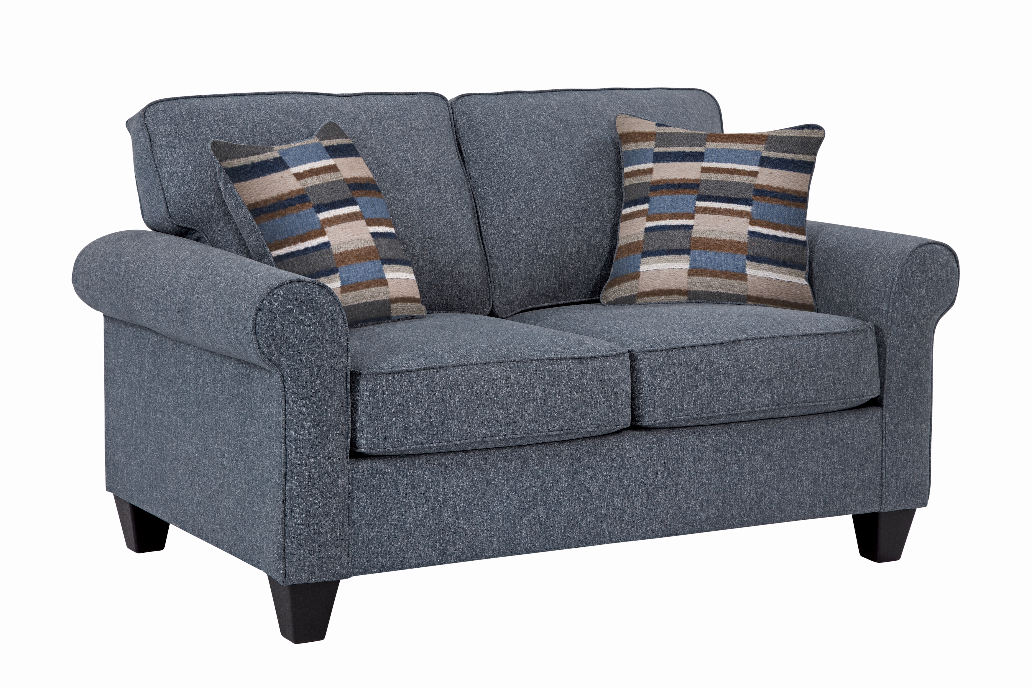 American Furniture Classics Model 8-020-A330V22 Eureka Rolled Arm Loveseat with Two Pillows