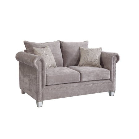 American Furniture Classics Model 8-020-S265 Velvet Cement Rolled Arm Loveseat