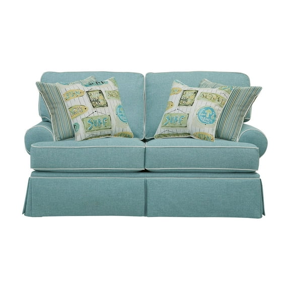 American Furniture Classics Model 8-020-S275A Coastal Aqua Series Loveseat with Four Accent Pillows