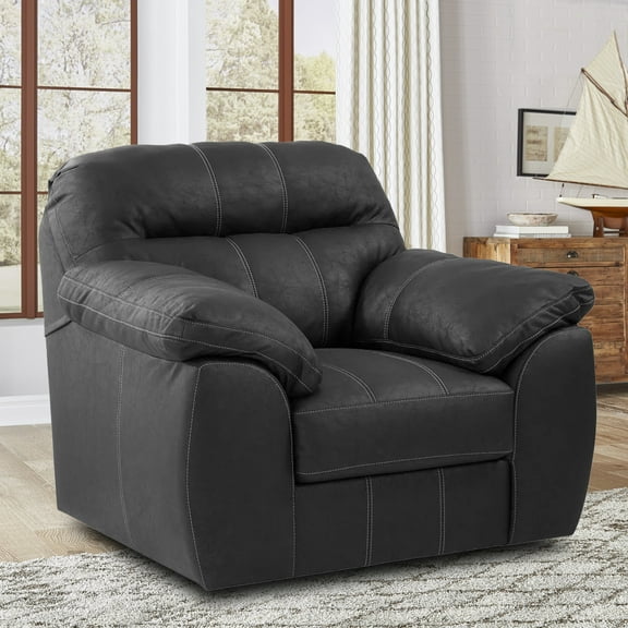 American Furniture Classics Model 8-03RR-A353V8 Rocker Recliner Chair in Black Faux Leather