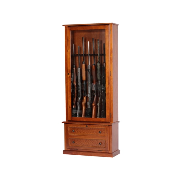 American Furniture Classics Model 800, 8-Gun Locking Display Cabinet with Storage, Brown