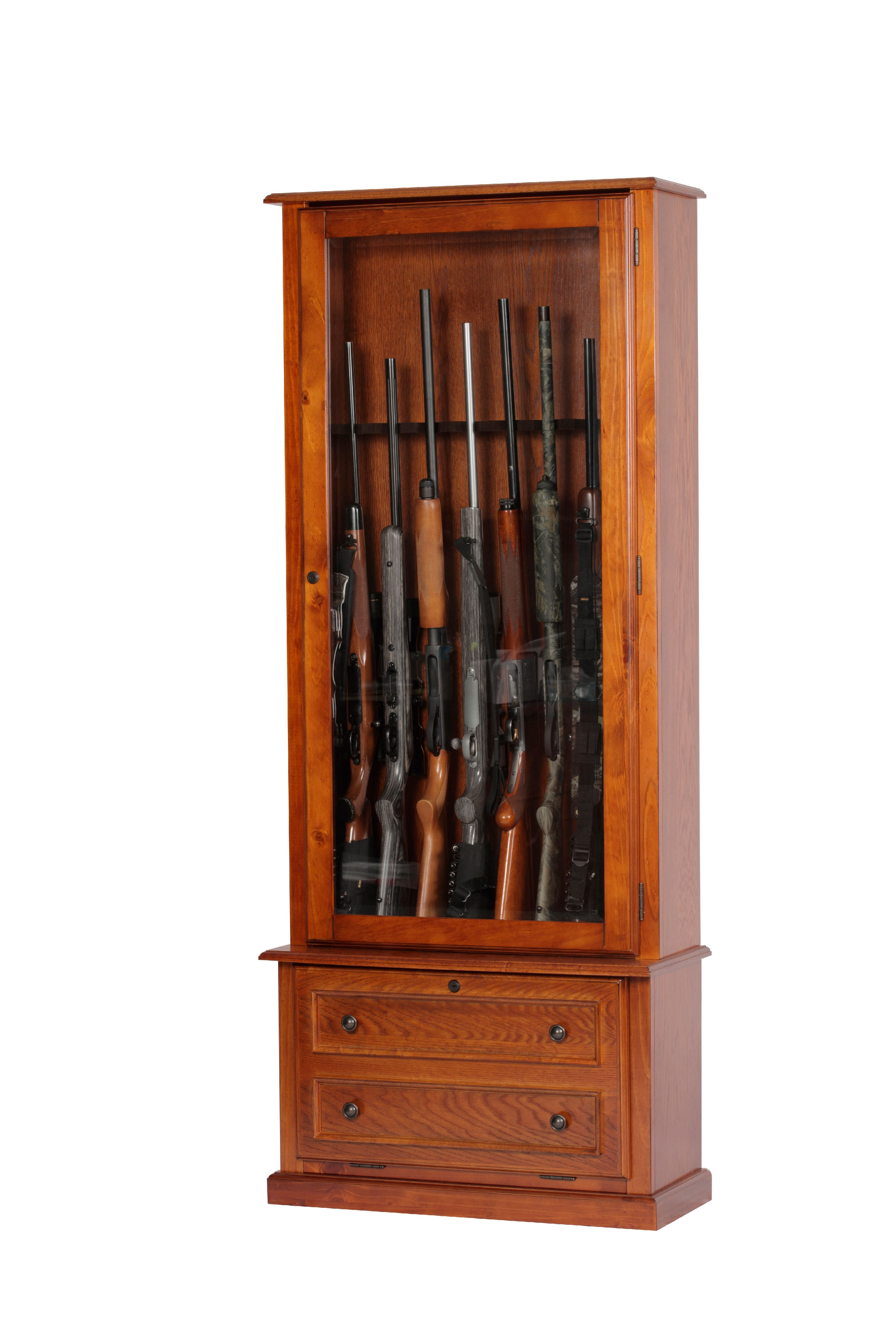 American Furniture Classics Model 800, Our premium 8 Long Gun wood and wood Veneer Cabinet comes with Key Lock