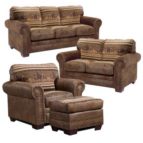 American Furniture Classics Model 8500-40S Lodge Style Wild Horses 4-Piece Set with Sleeper