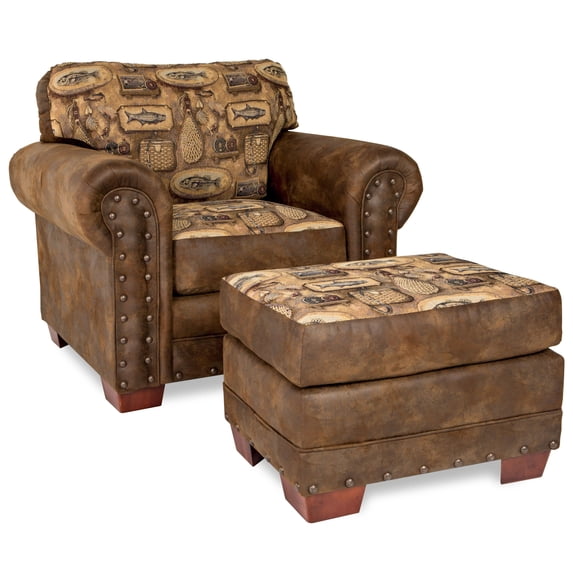 American Furniture Classics Model 8501-00-80 River Bend Arm Chair with Matching Ottoman