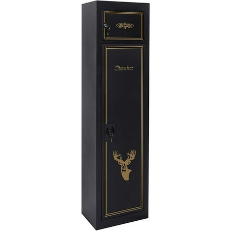 American Furniture Classics Model 906 5-Gun Metal Security Cabinet with Separate Pistol/Ammo Area for Long Guns with Key Locks