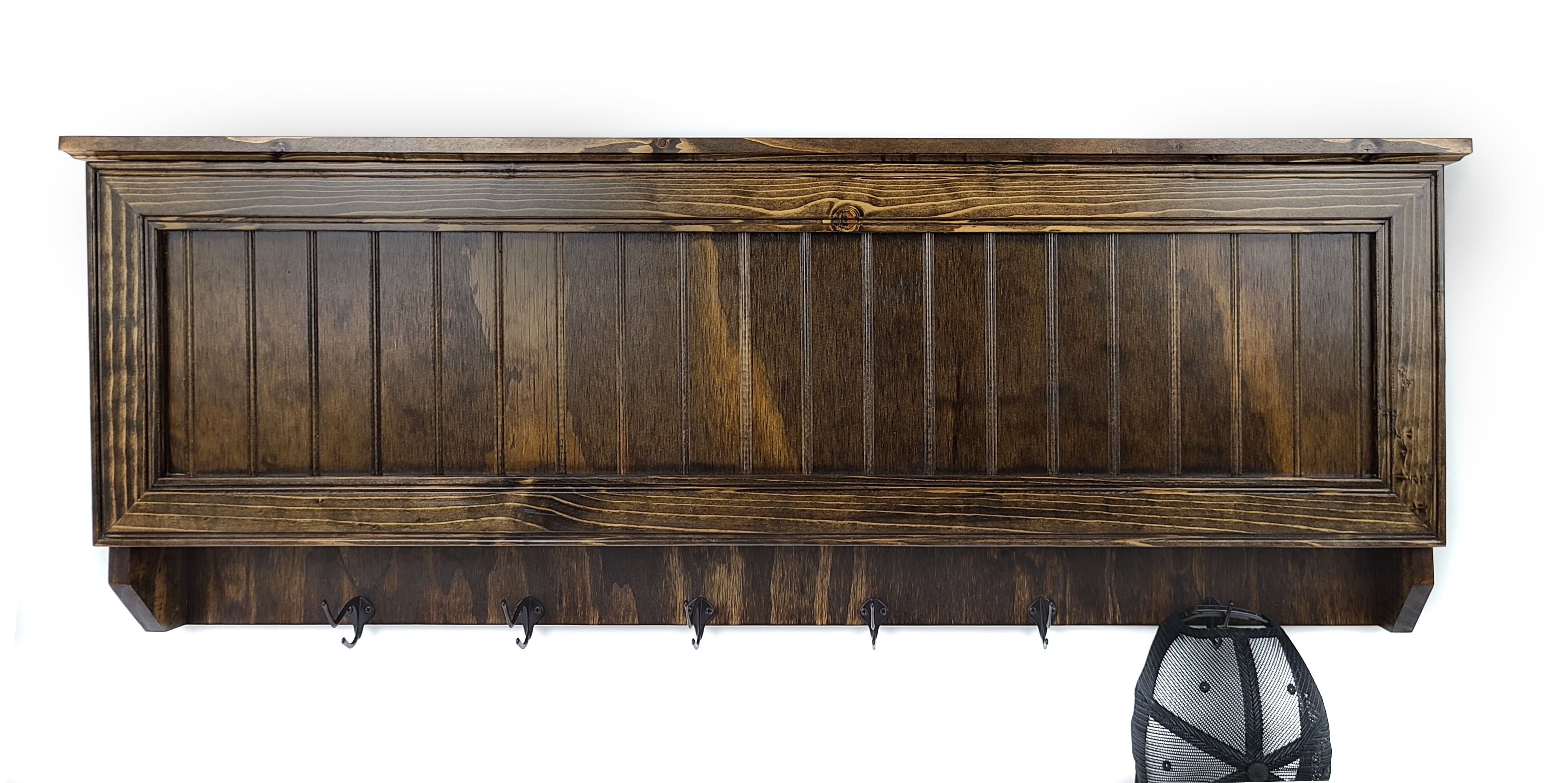 American Furniture Classics Model LRGCRDW Large Wall Hanging Coat Rack in Dark Walnut with Secret Locking Gun area