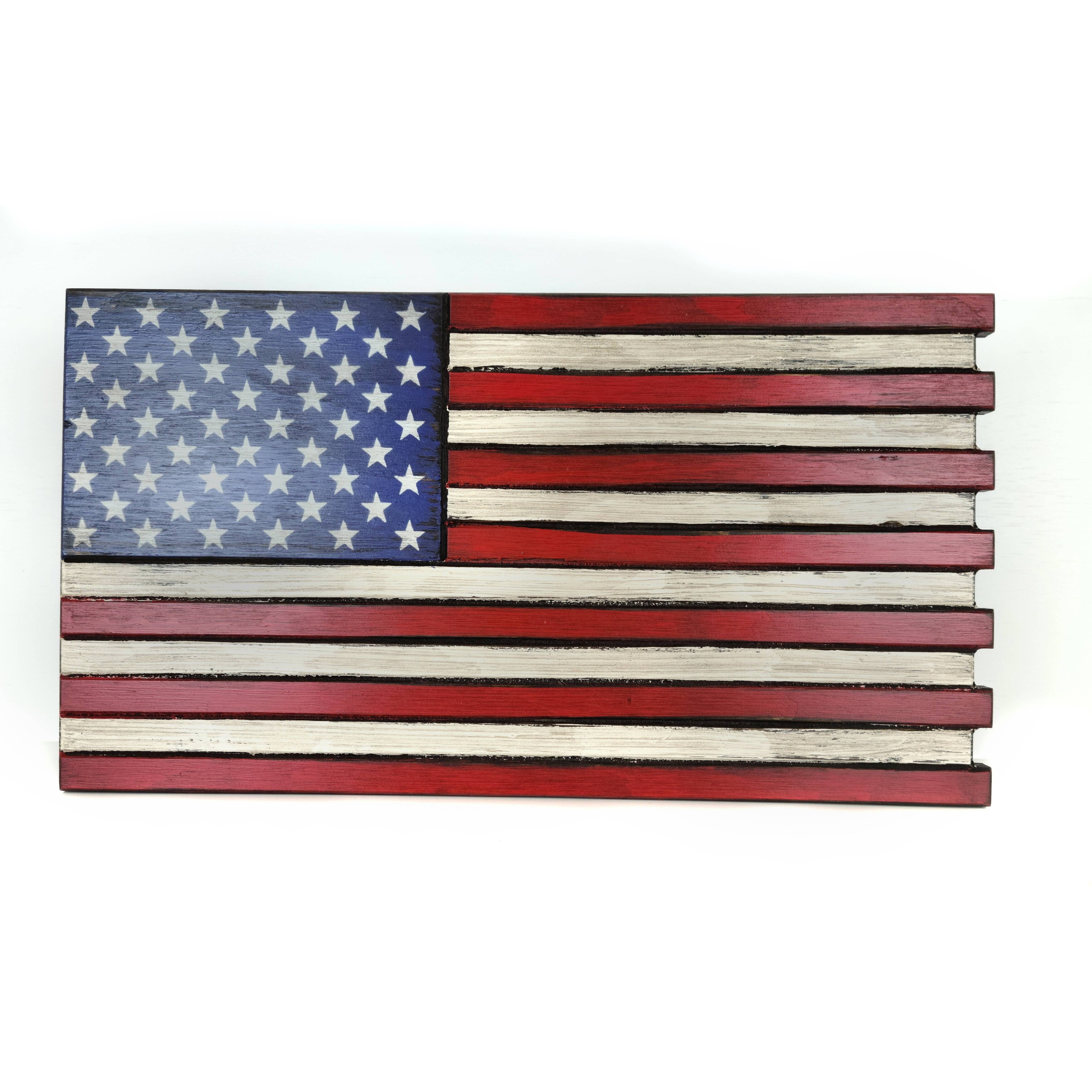 American Furniture Classics,  Model  MINIRWB,  Mini American Flag Wall Display. w, Hidden, Locking Firearm storage