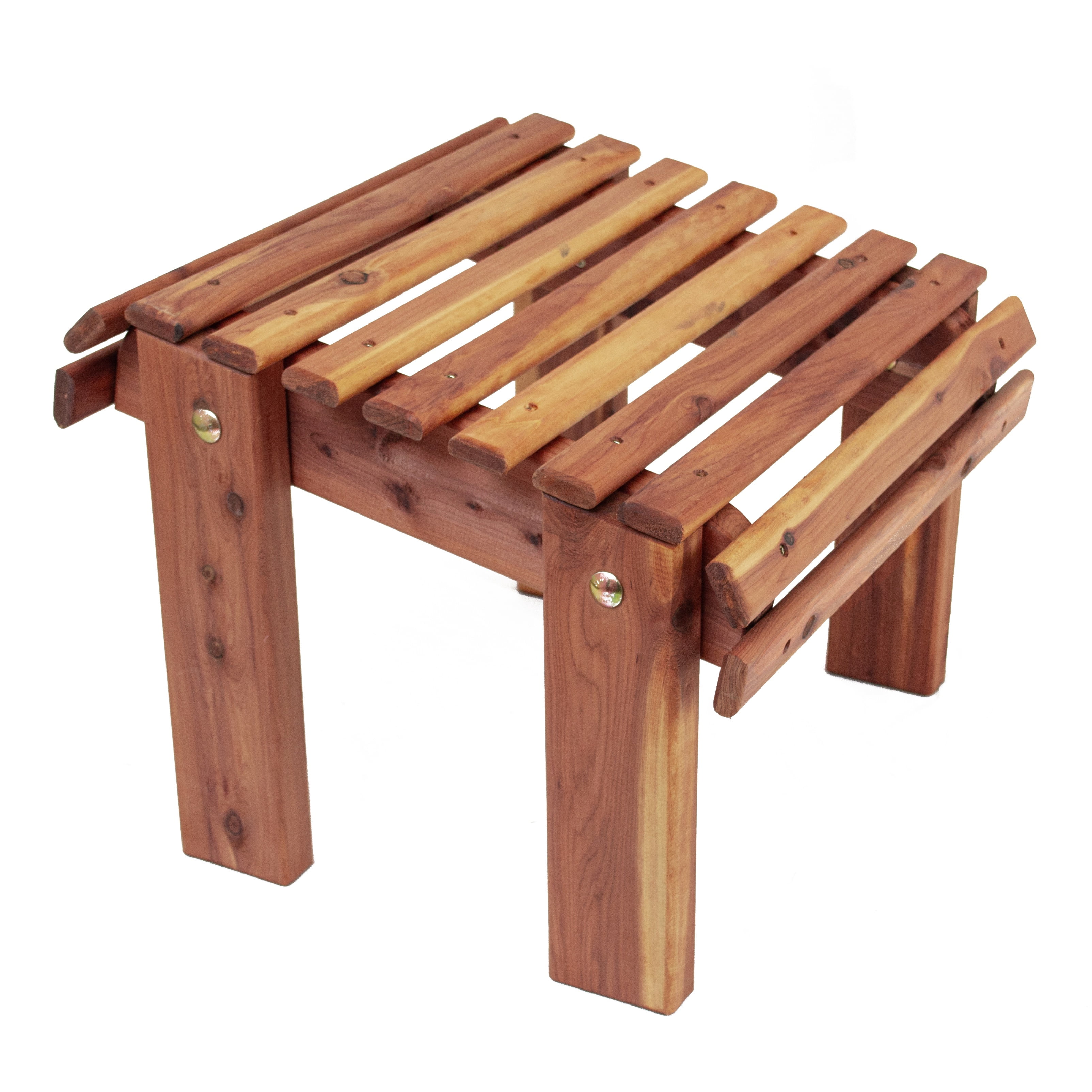 Rustic Cedar Wood Outdoor Stationary Ottoman