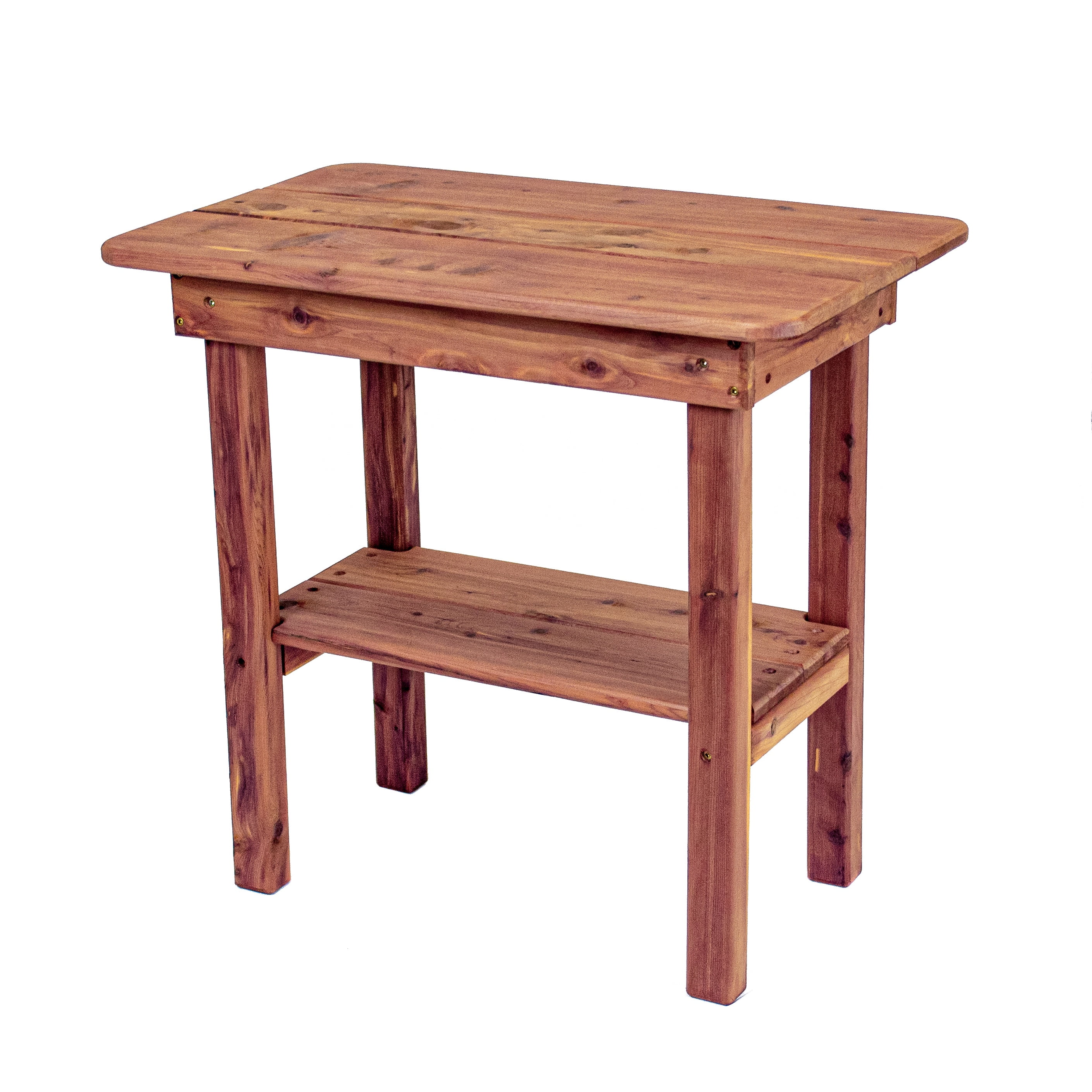 Medium Brown Cedar Rectangular Outdoor End Table