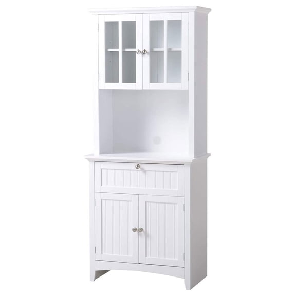 OS Home and Office Furniture 29" Farmhouse Wood Buffet and Hutch in White