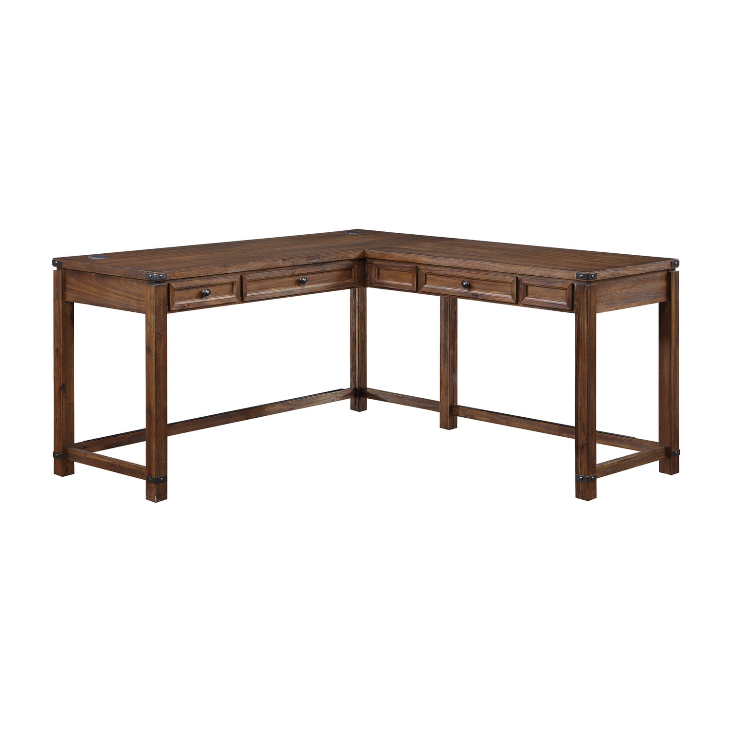 American Furniture Classics OS Home and Office Furniture Model BTL2937-BR L Workcenter in Brushed Walnut Wood Veneer