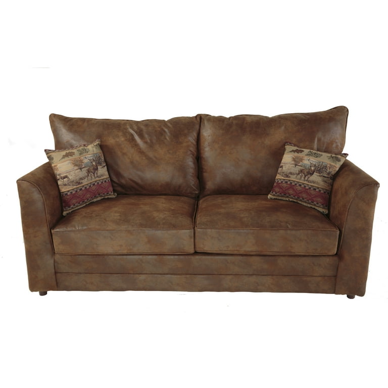 Leather look top sofa bed