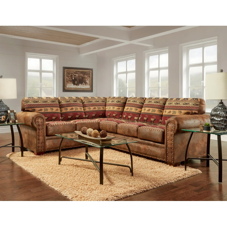 American Furniture Classics Sierra Lodge 2 piece Microfiber Sectional in Brown