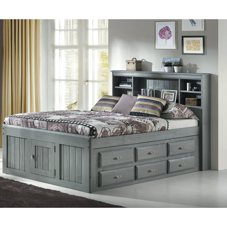 American furniture classics solid pine captains bookcase bed drawers in charcoal deals