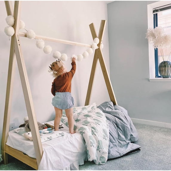 American Furniture Classics TWIN TEEPEE Teepee Bed with Raised Base, Natural - Twin Size