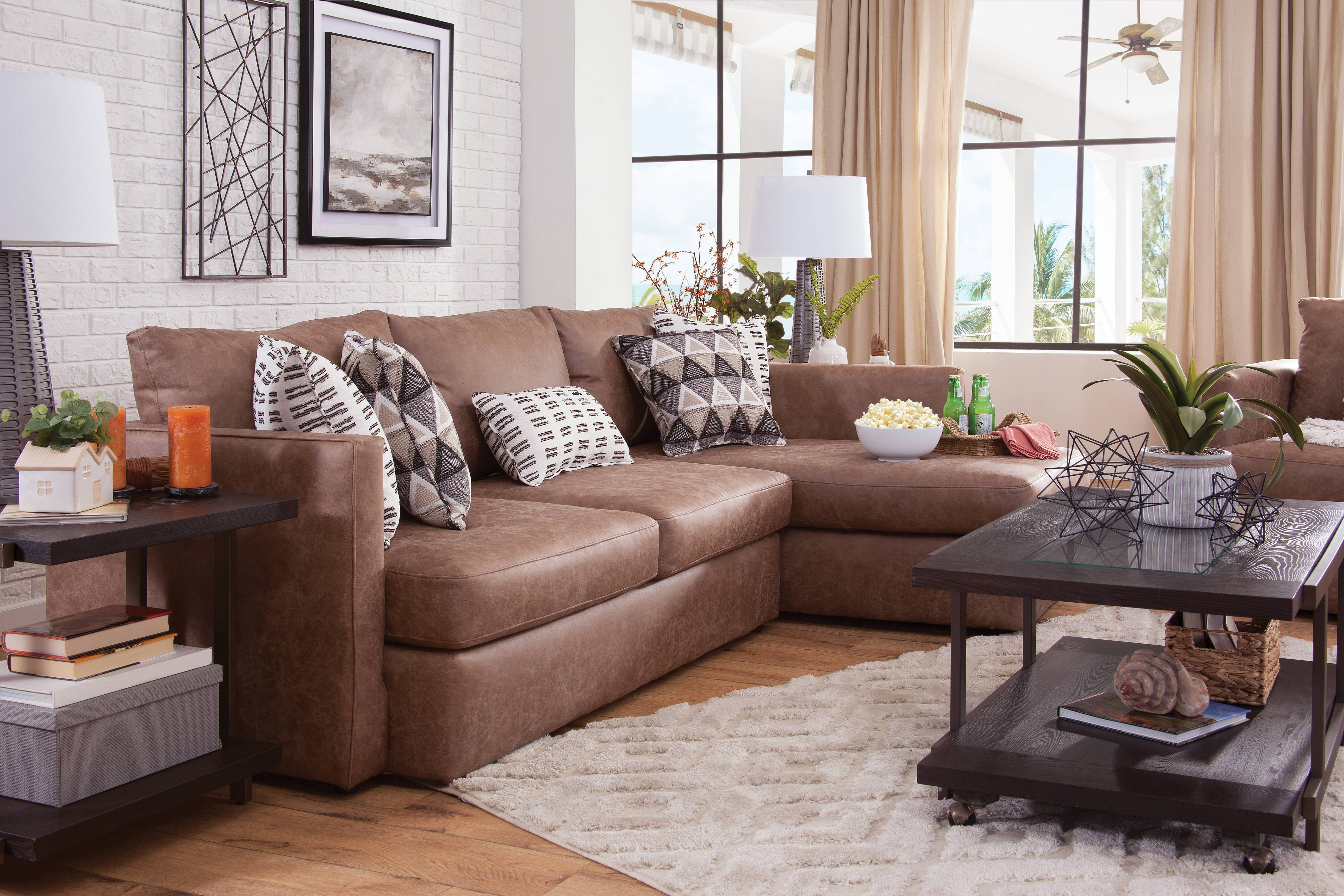 American Furniture Classics Urban Loft Sectional Sofa with Five Pillows