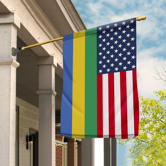 American Gabon Flag Gabonese Friendship U.S.A Memorial Day Patriotic For Garden Flag (11.5x17.5) Double Sided-USA Flags Premium Polyester-Decorative Indoor Outdoor Flag