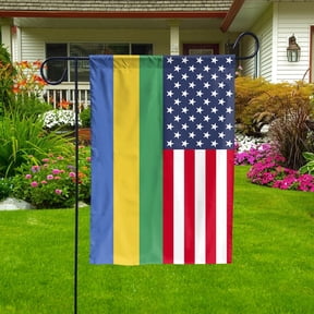 American Gabon Gabonese Friendship USA Memorial Day Patriotic for Garden Flag, Double-Sided Outdoor Yard Decor 11.5 x 17.5 Inch