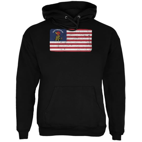 American Gadsden Flag Distressed Black Adult Hoodie - X-Large