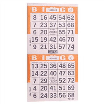 American Games Bingo Paper Game Cards - 2 cards - Orange - 750 sheets per pack, Made in USA