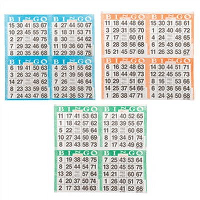 American Games Bingo Paper Game Cards - 4 cards - 3 sheets - 250 books per pack - 3 Colors, Made in USA