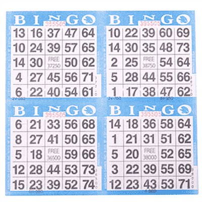 American Games Bingo Paper Game Cards - 4 cards - Blue - 750 cards per pack, Made in USA