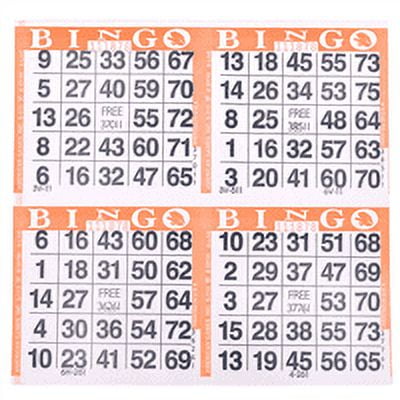 American Games Bingo Paper Game Cards - 4 cards - Orange - 750 cards per pack, Made in USA