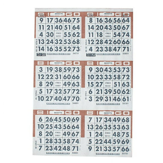 American Games Bingo Paper Game Cards - 6 cards - Brown - 500 cards per pack, Made in USA