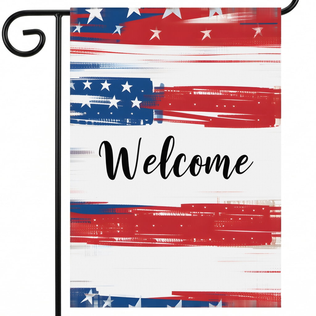 American Garden Flag Welcome Sign with American Flag and Stars 28x40 ...