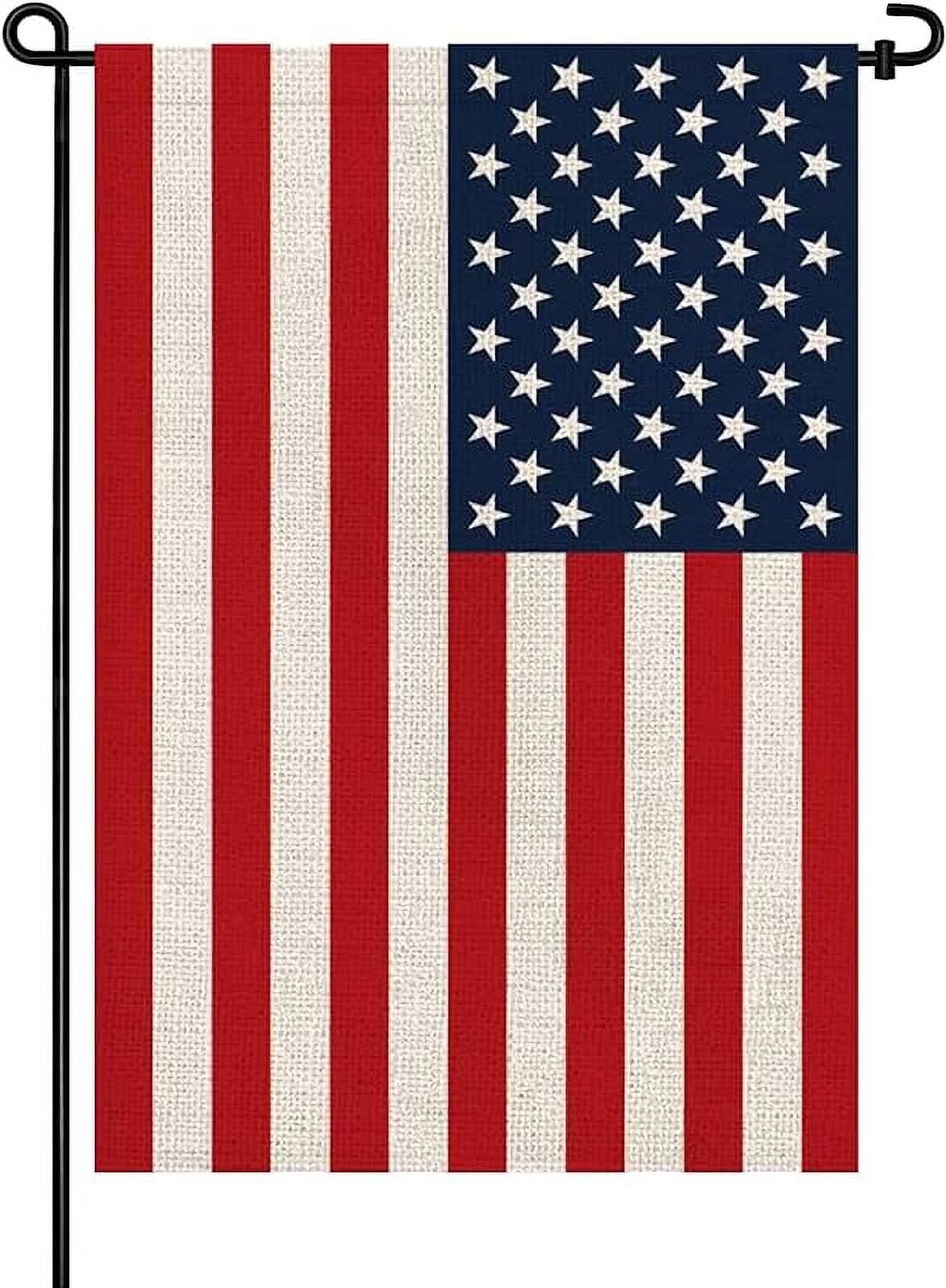 Patriotic American Flag Burlap Garden Banner 12 x 18 Inches