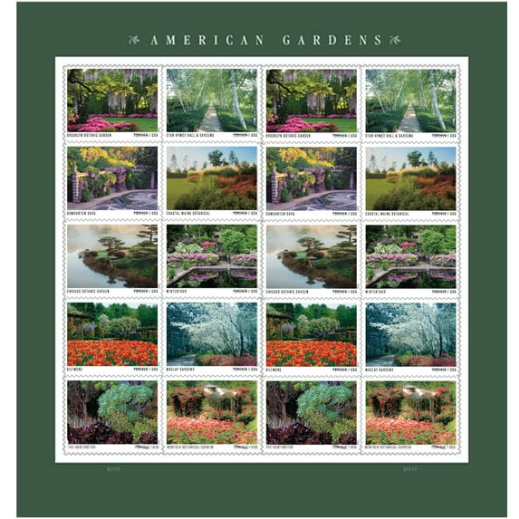 American Gardens Sheet of 20 USPS First Class Forever Postage Stamps Patriotic Flag Wedding Celebration
