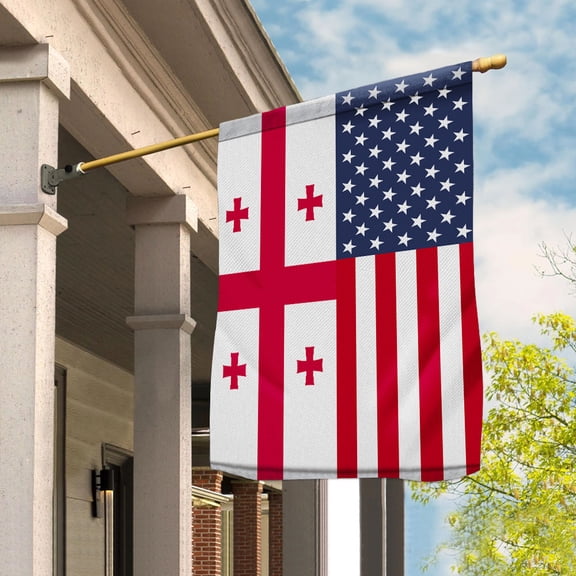 American Georgia Flag Georgian Friendship U.S.A Memorial Day Patriotic For House Flag (29.5x39.5) Double Sided-USA Flags Premium Polyester-Decorative Indoor Outdoor Flag