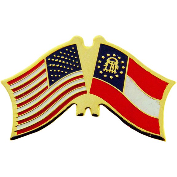 Eagle Emblems P09161 Cross Flags Pin - USA & Georgia, Present - Cross Flag - 1.125 in.