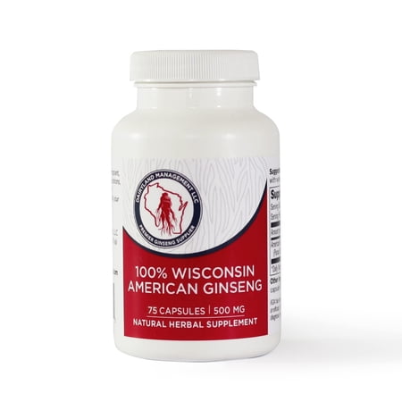 Dairyland American Ginseng Capsules - 75 ct, 500 mg - Wisconsin Ginseng Capsule - Authentic American Ginseng Root Extract - Ginseng Capsules for Use as a Daily Immune Support Herb Supplement