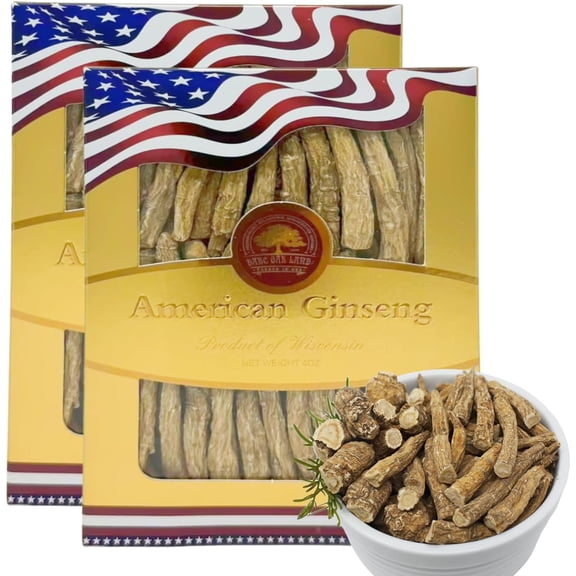 American Ginseng from Wisconsin 8OZ, American Wisconsin Ginsengss Slices Root 2 Boxes 4 Ounce Large Root