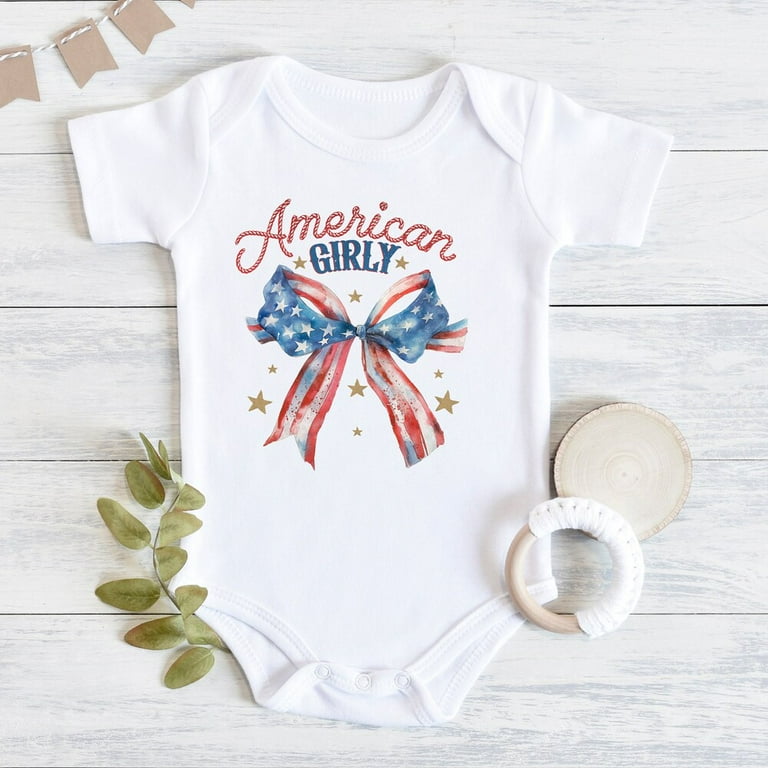 American Girl Baby Bodysuit, Fourth Of July Baby Outfit, 4Th Of