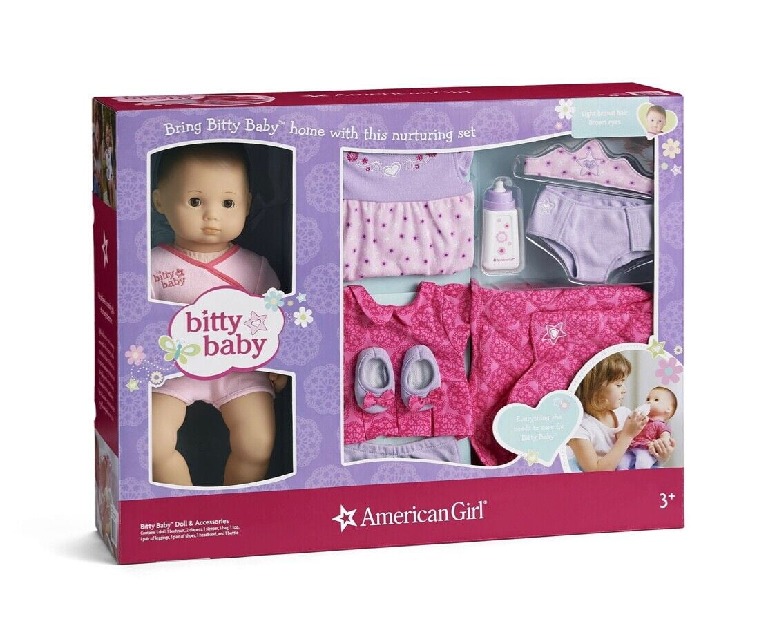 American Girl Bitty Baby Doll Gift Set, Brown Hair, Brown Eyes