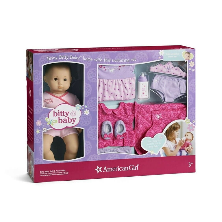 American Girl Bitty Baby Doll Gift Set, Brown Hair, Brown Eyes