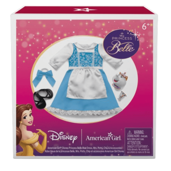 American Girl Disney Belle Dress Mrs. Potts Chip & Accessories for 18-inch Dolls
