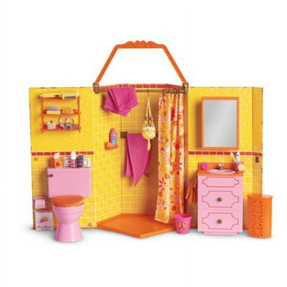 American Girl Groovy Bathroom Doll Accessories with 2 Rainbow-Colored Hairbows, Plastic, Multicolor
