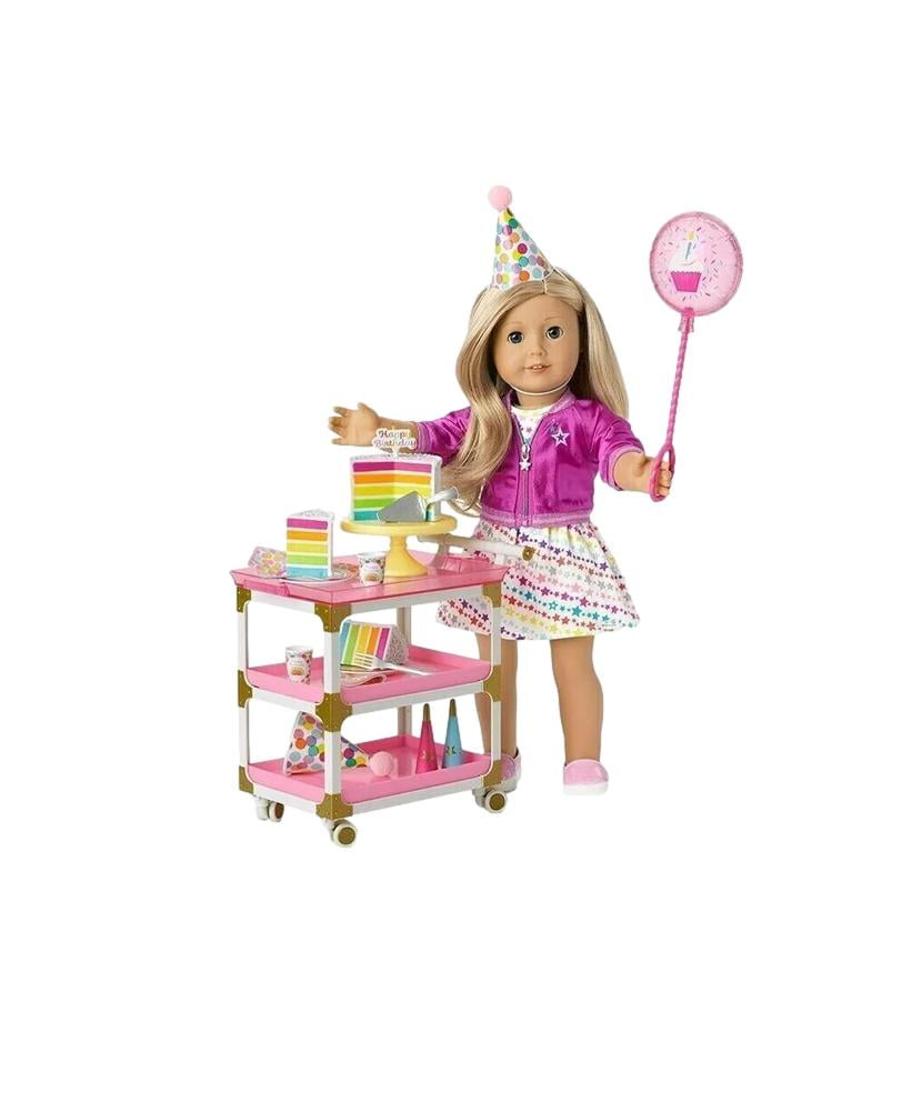 American Girl Birthday Cart with Cake Party Supplies Set for 18