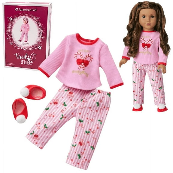 American Girl Truly Me Merry Everything PJs for 18-inch Dolls, 6+, Waffle-Knit Red, 3 Pieces