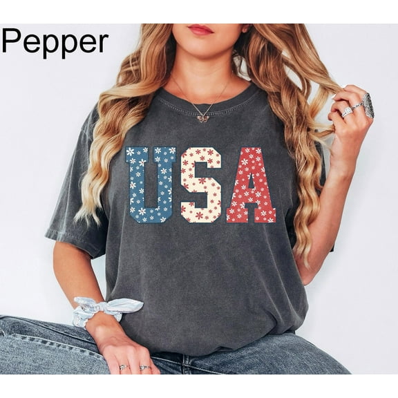 American Girl USA Shirt, Floral USA Tee, American Shirts, Fourth of July Tee, 4th of July Outfits, 4th of July Family Shirts