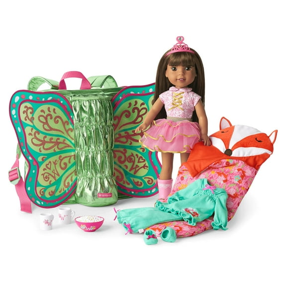 American Girl Welliewishers Ashlyn Doll & Accessory Set - Butterfly Backpack, Fox Sleeping Bag