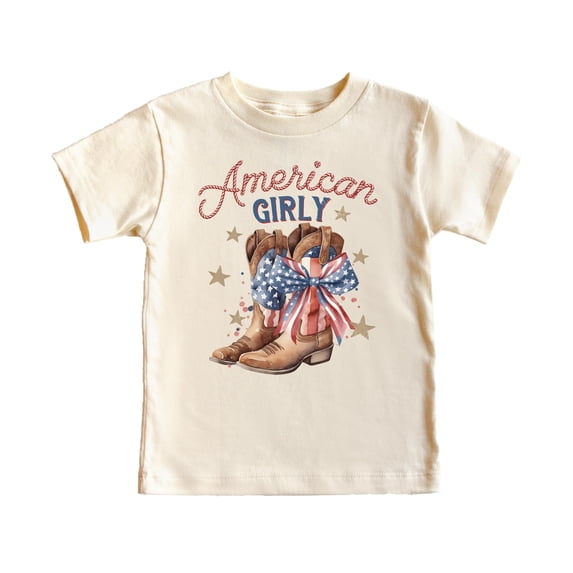 American Girl Western Shirt for Youth and Toddler Girls Patriotic Country Tee Natural Shirt 18 Months