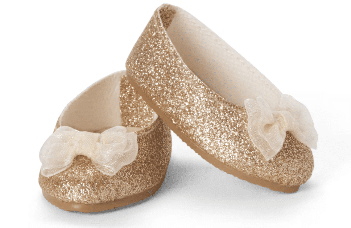 American Girl X Janie and Jack Glitter and Bows Shoes for 18 inch Dolls