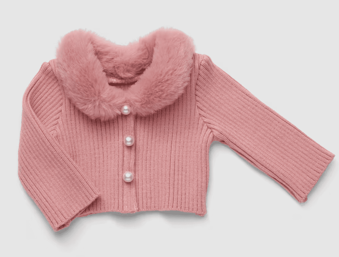 American Girl X Janie and Jack Rosy Ribbed Cardigan for 18 inch Dolls